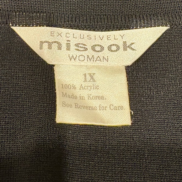 MISOOK Open Front Black Cardigan with Pink Stripes 1X - Picture 6 of 6